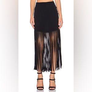 MONROW Black Fringe Skirt